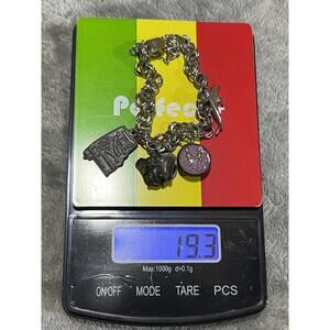 Elco Vintage Sterling Silver Charm Bracelet w/ Dumbo Disney,jemini Twins,Dolphin